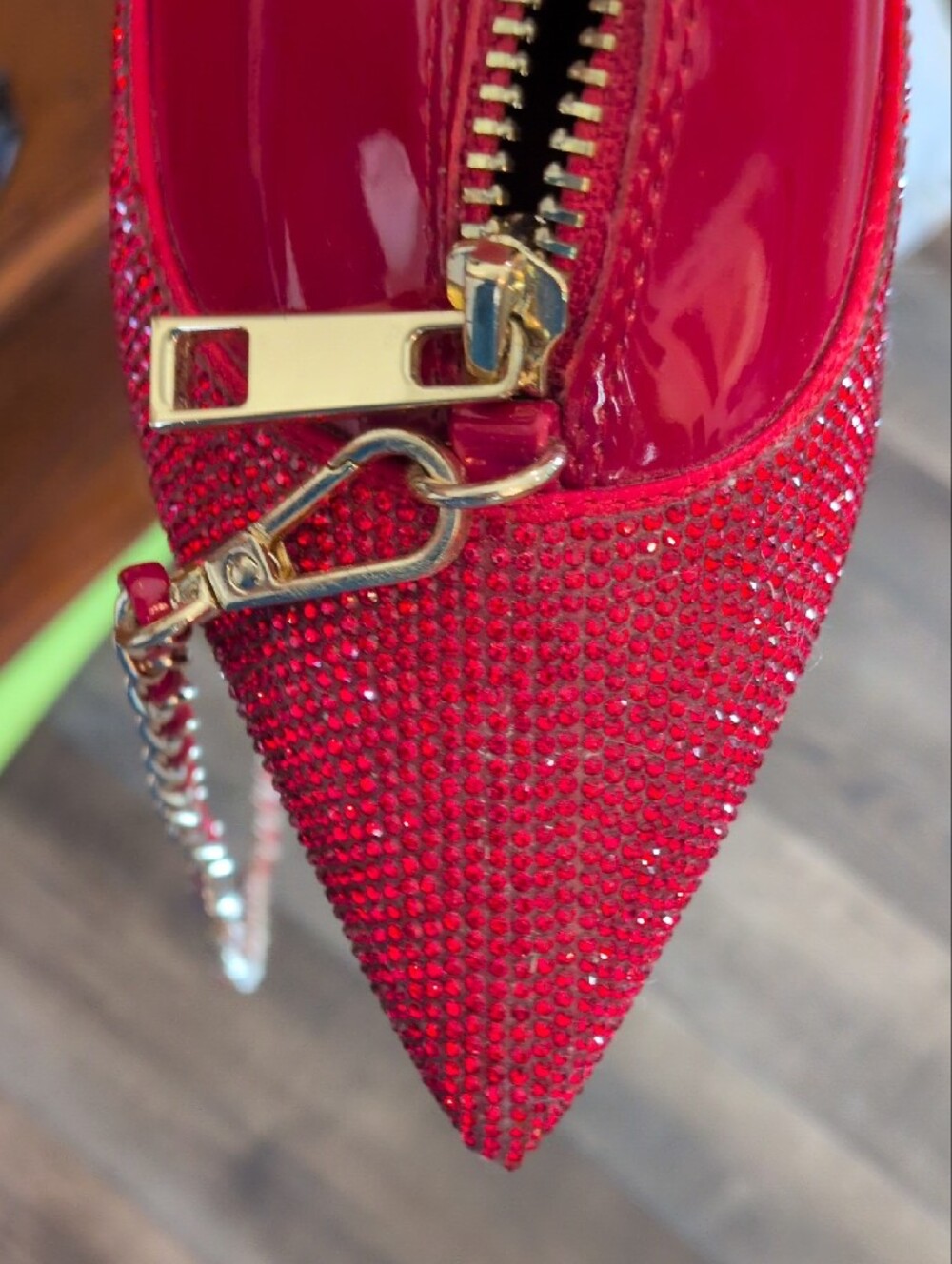 Aldo Stilletto Step Up Red Glitter With Love Shoe Crossbody - Picture 9 of 9